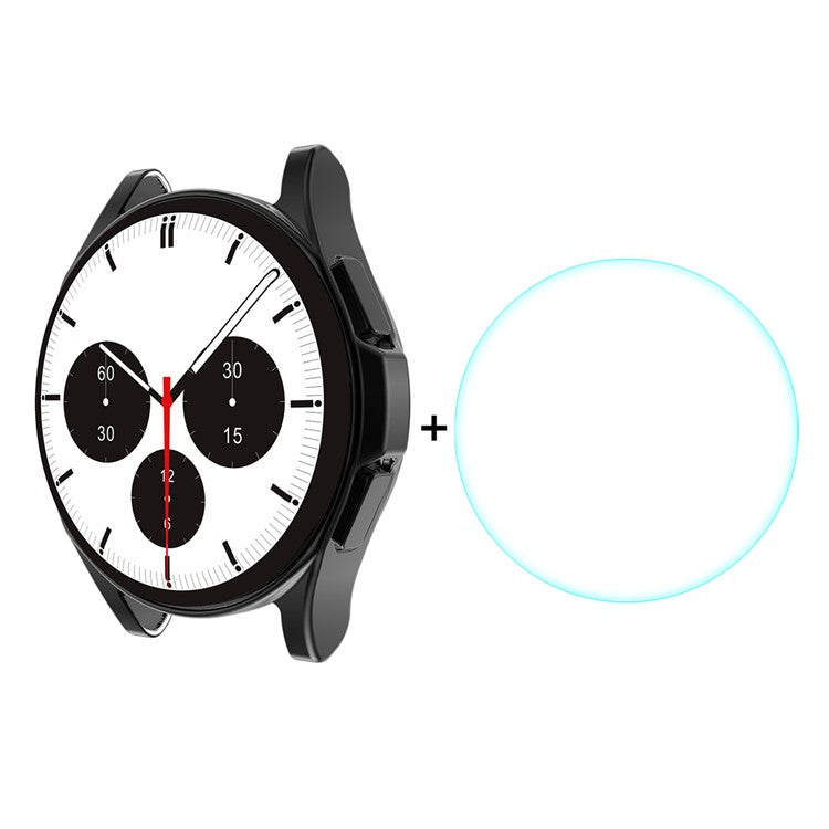 ENKAY HAT PRINCE Electroplating TPU Watch Case Cover with 0.2mm 2.15D 9H Tempered Glass Screen Protector for Samsung Galaxy Watch4 Classic 42mm - Black