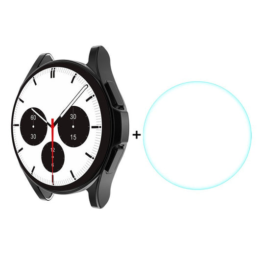 ENKAY HAT PRINCE Electroplating TPU Watch Case Cover with 0.2mm 2.15D 9H Tempered Glass Screen Protector for Samsung Galaxy Watch4 Classic 42mm - Black