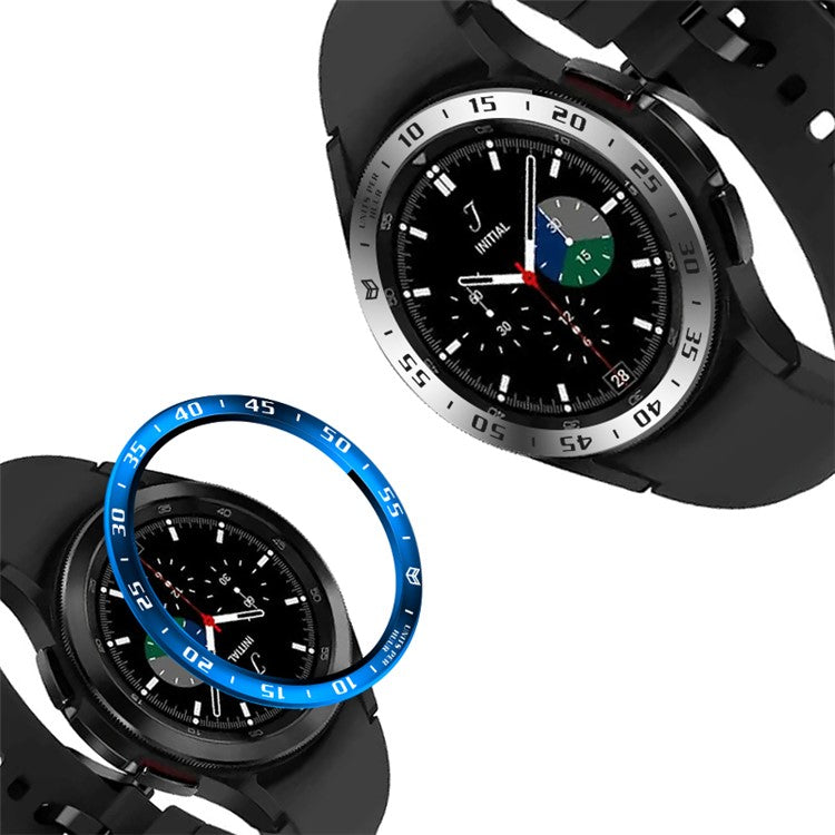 Time Scale Design Stainless Steel Bezel Ring Stickers Ring for Samsung Galaxy Watch4 Classic 42mm - Blue/White