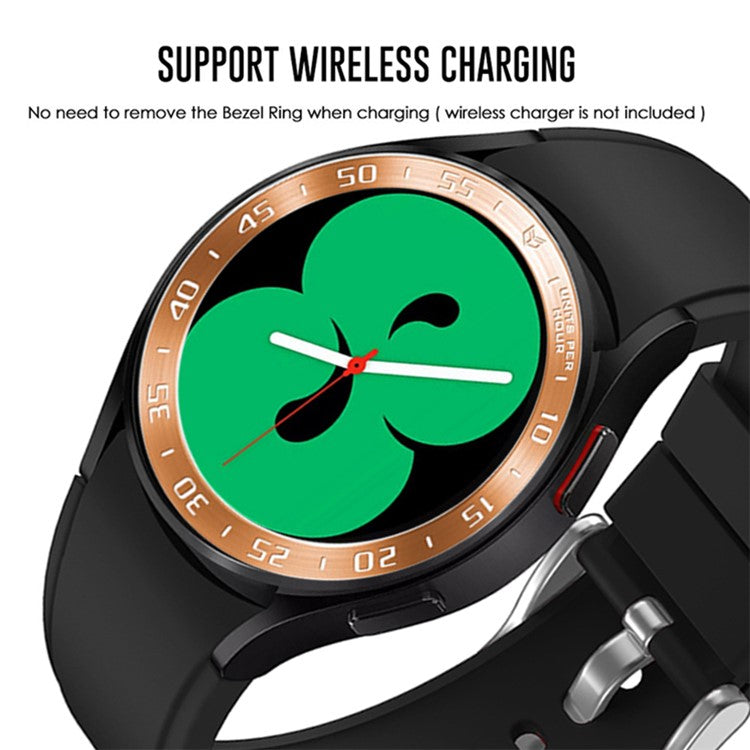 Time Scale Design Stainless Steel Bezel Ring Stickers Ring for Samsung Galaxy Watch4 Classic 42mm - Rose Gold/White