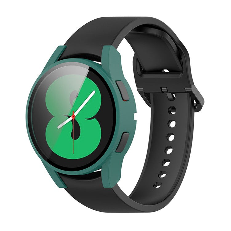 Hard PC Ultra-Thin Scratch-Resistant Bumper Protective Cover with Built in Tempered Glass Screen Protector for Samsung Galaxy Watch4 44mm - Green