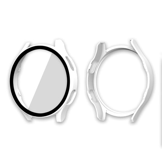 ENKAY HAT PRINCE for Samsung Galaxy Watch4 40mm Rubberized Hard PC Cover with Tempered Glass - White