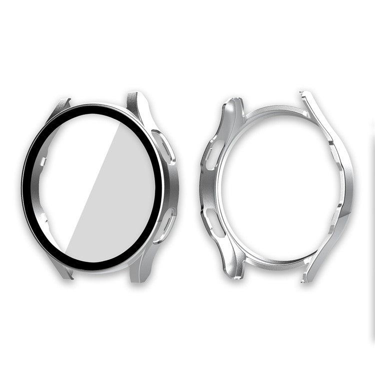 ENKAY HAT PRINCE for Samsung Galaxy Watch4 40mm Rubberized Hard PC Cover with Tempered Glass - Silver