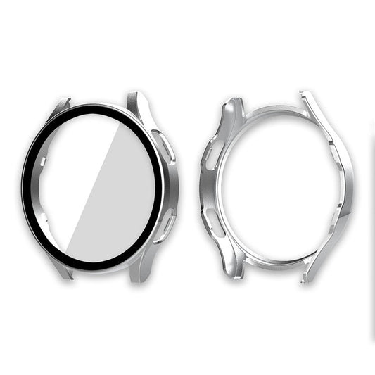 ENKAY HAT PRINCE for Samsung Galaxy Watch4 40mm Rubberized Hard PC Cover with Tempered Glass - Silver