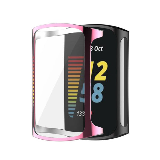 Overall Protective Soft TPU Electroplated Case Ultra-Thin Cover for Fitbit Charge 5 - Pink