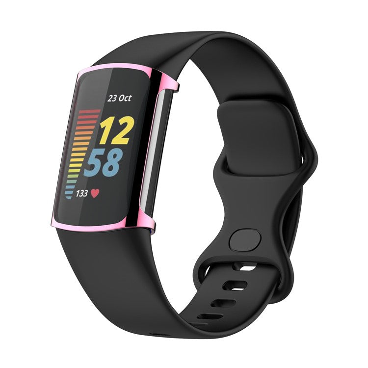 Overall Protective Soft TPU Electroplated Case Ultra-Thin Cover for Fitbit Charge 5 - Pink