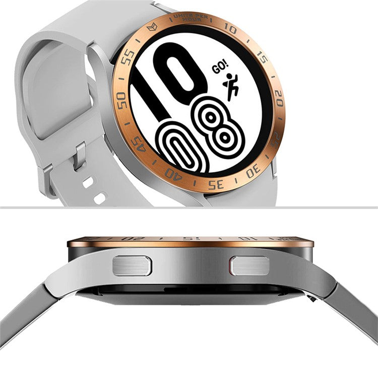 Anti-Scratch Protection Stainless Steel Case Watch Bezel Ring for Samsung Galaxy Watch4 44mm - Rose Gold/Grey