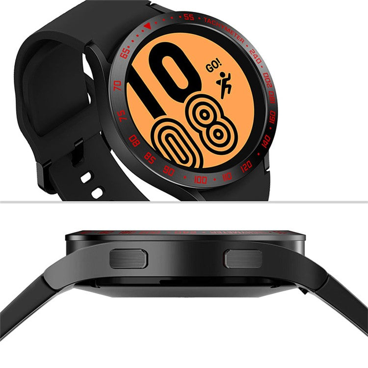 Stainless Steel Watch Bezel Anti-scratch Ring Cover for Samsung Galaxy Watch4 44mm - Black/Red