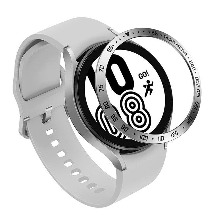 Stainless Steel Watch Bezel Anti-scratch Ring Cover for Samsung Galaxy Watch4 44mm - Silver/Black