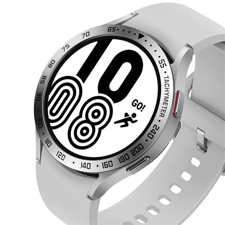 Stainless Steel Watch Bezel Anti-scratch Ring Cover for Samsung Galaxy Watch4 44mm - Silver/Black