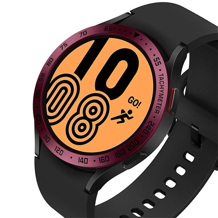 Stainless Steel Watch Bezel Anti-scratch Ring Cover for Samsung Galaxy Watch4 44mm - Wine Red/Black