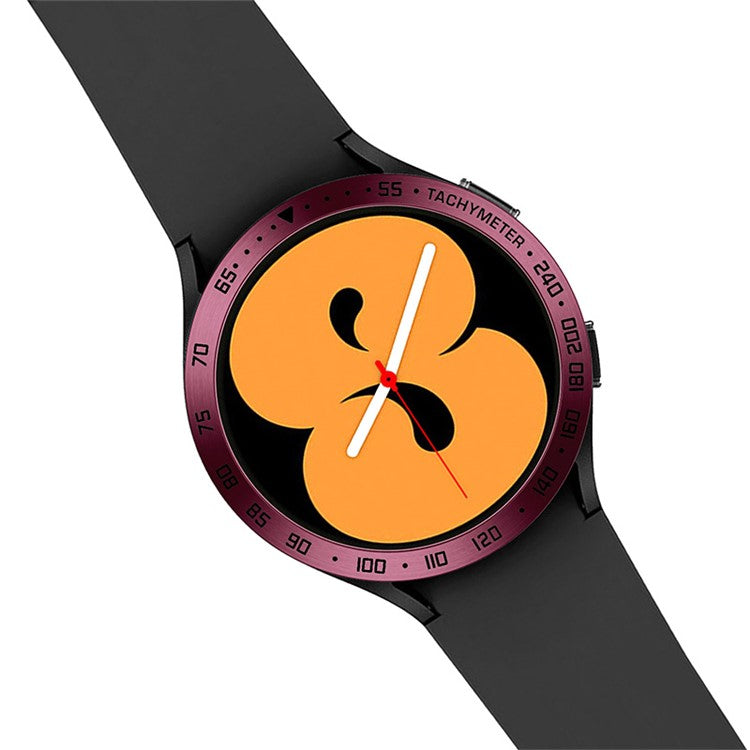 Stainless Steel Watch Bezel Anti-scratch Ring Cover for Samsung Galaxy Watch4 44mm - Wine Red/Black