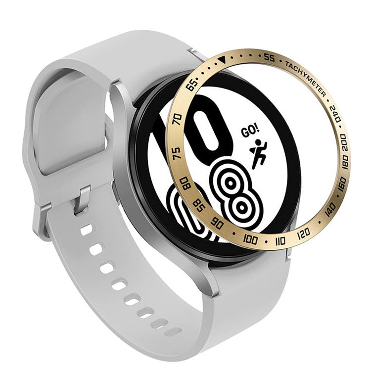 Stainless Steel Watch Bezel Anti-scratch Ring Cover for Samsung Galaxy Watch4 44mm - Retro Gold/Black