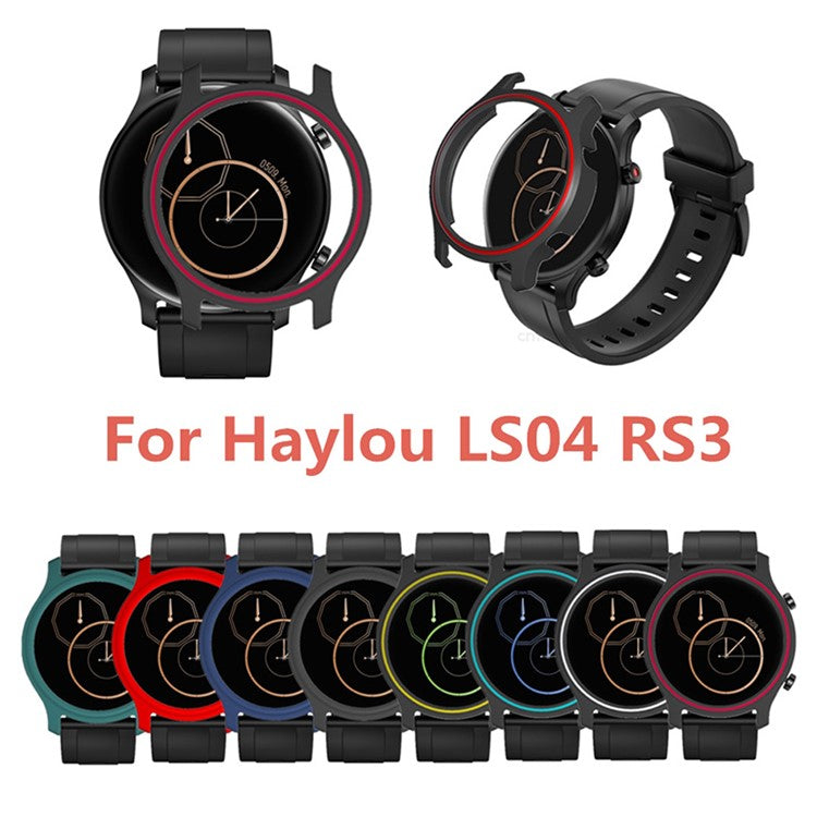 Dual Color Anti-scratch PC Smart Watch Frame Case Cover Protector for Xiaomi Haylou RS3 LS04 - Black/Yellow
