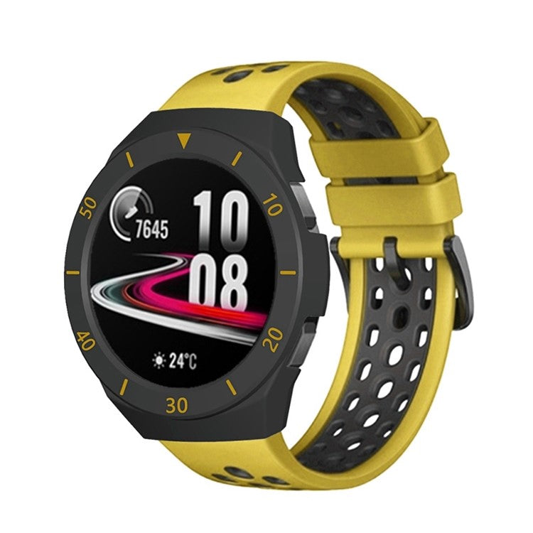 Dual Color Smart Watch Frame PC Case Cover Protector with Scale for Huawei Watch GT2e - Black/Gold