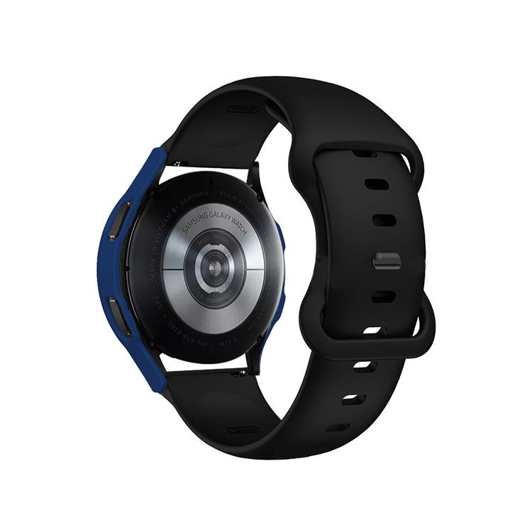 Rubberized Hard PC Bumper Case with Tempered Glass for Samsung Galaxy Watch4 40mm - Dark Blue