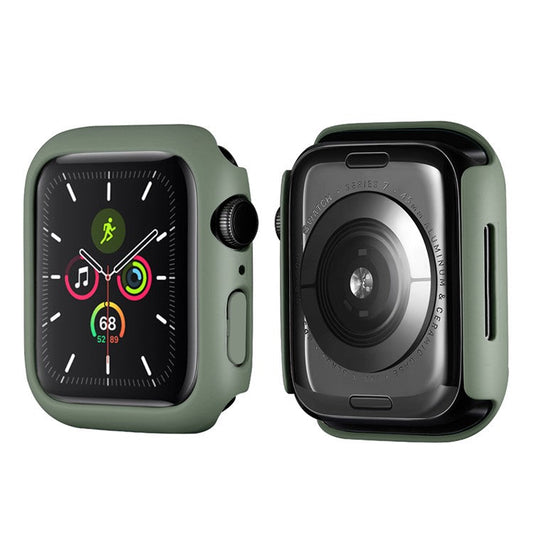 Rubberized Hard PC Watch Case Edge Frame Protective Cover for Apple Watch Series 9 / 8 / 7 45mm - Blackish Green