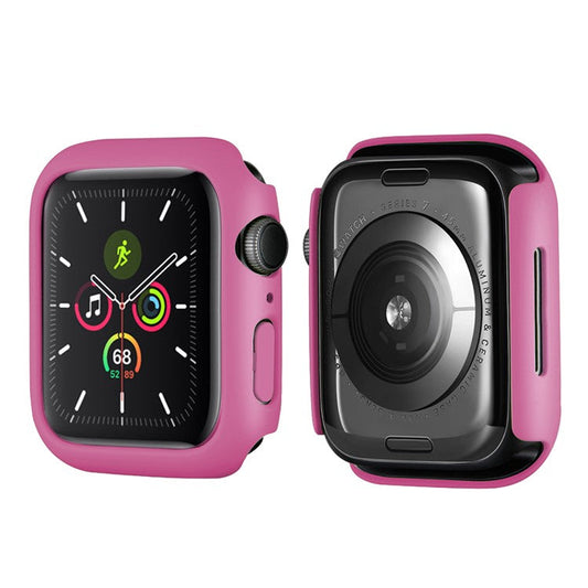 Rubberized Hard PC Watch Case Edge Frame Protective Cover for Apple Watch Series 9 / 8 / 7 45mm - Rose