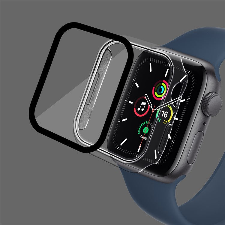 For Apple Watch Series 9 / 8 / 7 41mm Matte PC Watch Case Cover + Tempered Glass Screen Protector - Transparent