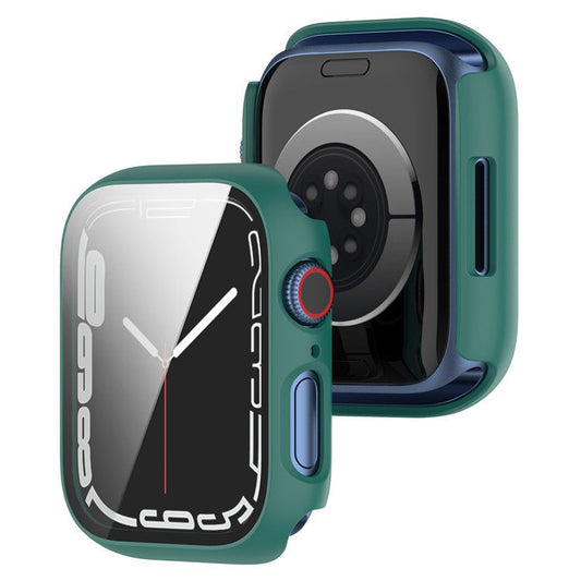 For Apple Watch Series 9 / 8 / 7 41mm 2-in-1 Scratch Resistant Hard PC Case with Tempered Glass Screen Protector - Green