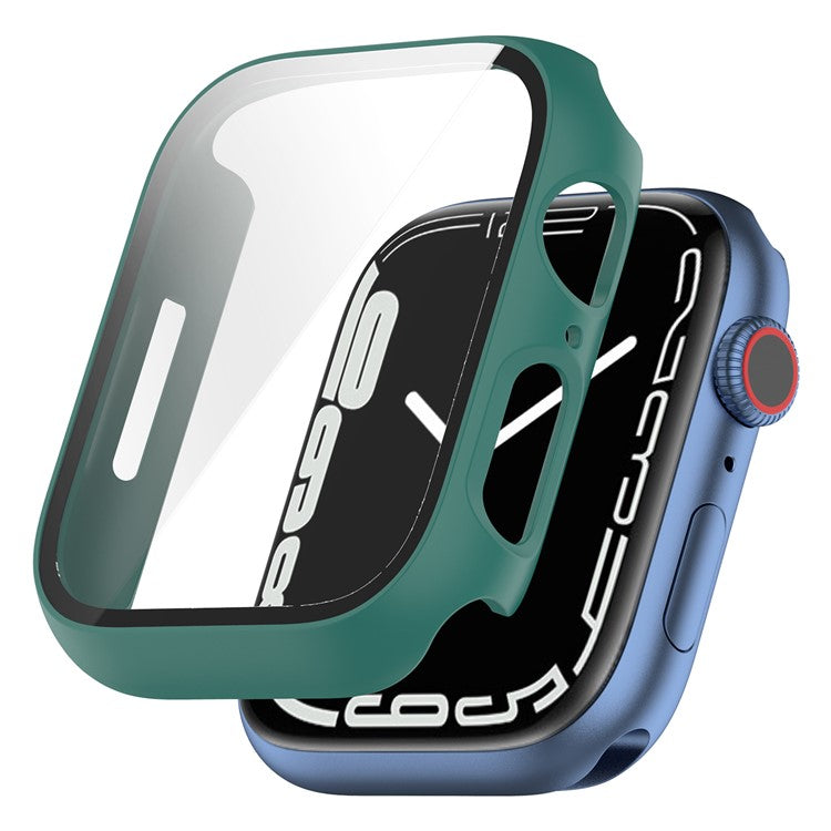 For Apple Watch Series 9 / 8 / 7 41mm 2-in-1 Scratch Resistant Hard PC Case with Tempered Glass Screen Protector - Green