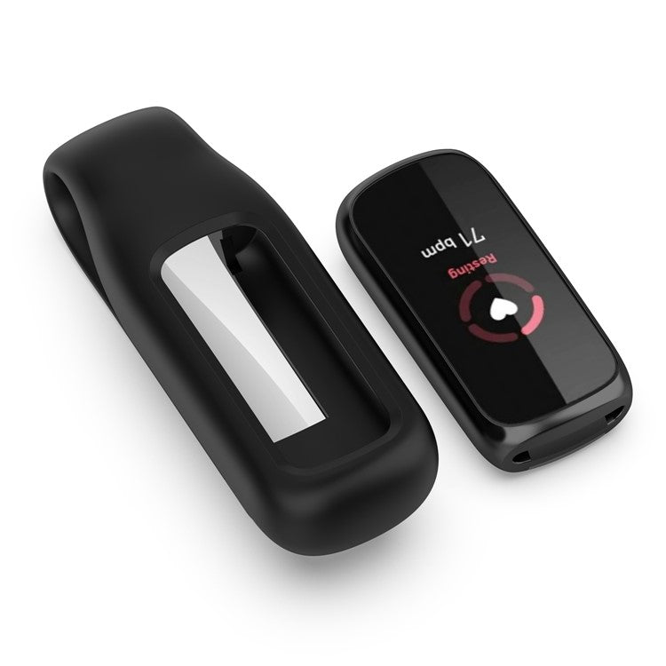 Portable Soft Silicone Strap Accessories Protective Band Cover Replacement Case Clip Holder for Fitbit Luxe - Black