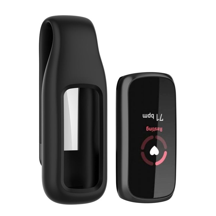 Portable Soft Silicone Strap Accessories Protective Band Cover Replacement Case Clip Holder for Fitbit Luxe - Black