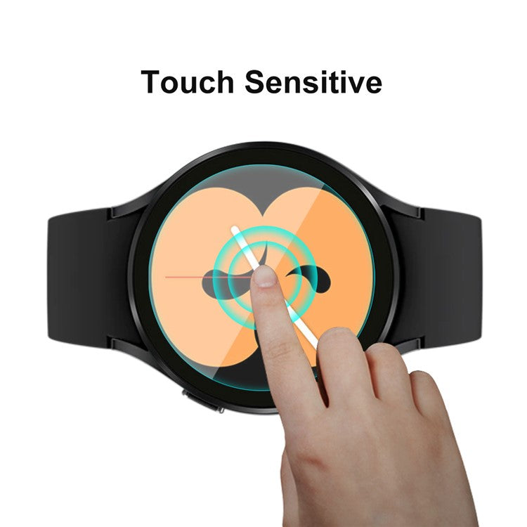 ENKAY HAT PRINCE 2-in-1 0.2mm 2.15D Anti-Fingerprint Anti-Scratch 9H Tempered Glass Screen Film with Rhinestone Decoration Electroplating PC Smart Watch Cover for Samsung Galaxy Watch4 44mm - Black