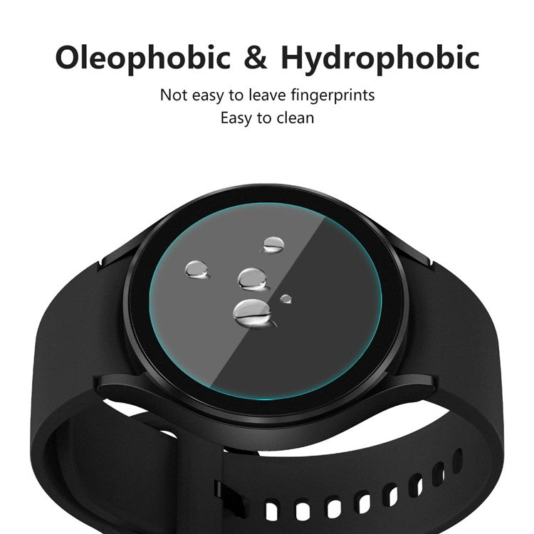 ENKAY HAT PRINCE 2-in-1 0.2mm 2.15D Anti-Fingerprint Anti-Scratch 9H Tempered Glass Screen Film with Rhinestone Decoration Electroplating PC Smart Watch Cover for Samsung Galaxy Watch4 44mm - Black
