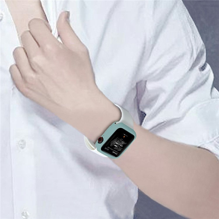 For Apple Watch Series 9 / 8 / 7 41mm Candy Color Soft TPU Smart Watch Case Frame Cover Protector - Dark Green