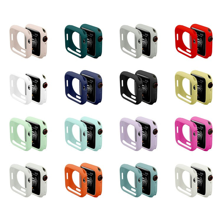 For Apple Watch Series 9 / 8 / 7 41mm Candy Color Soft TPU Smart Watch Case Frame Cover Protector - Dark Grey