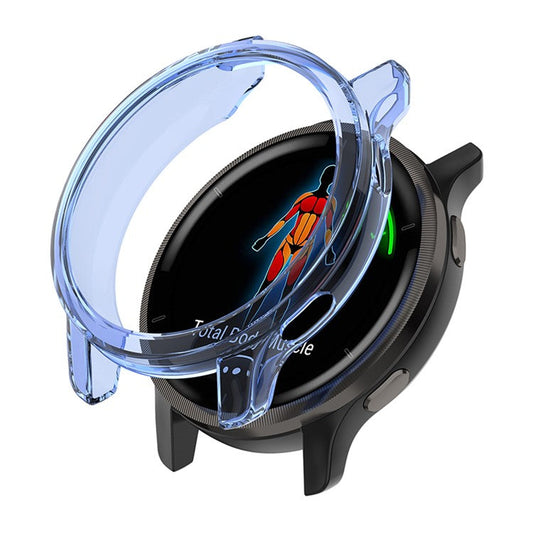 Soft TPU Shock Absorption Hollowed Half-pack Clear Protective Cover for Garmin Venu 2S - Transparent Blue
