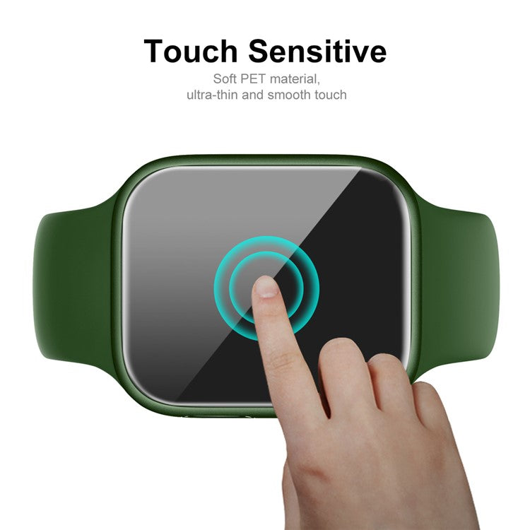 ENKAY HAT PRINCE Soft TPU Watch Case Cover with PET Screen Protector for Apple Watch Series 9 / 8 / 7 45mm - Dark Blue