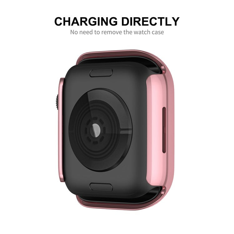 ENKAY HAT PRINCE Electroplating Rhinestone PC Hard Watch Case Cover with PET Full Screen Protector for Apple Watch Series 9 / 8 / 7 45mm - Transparent