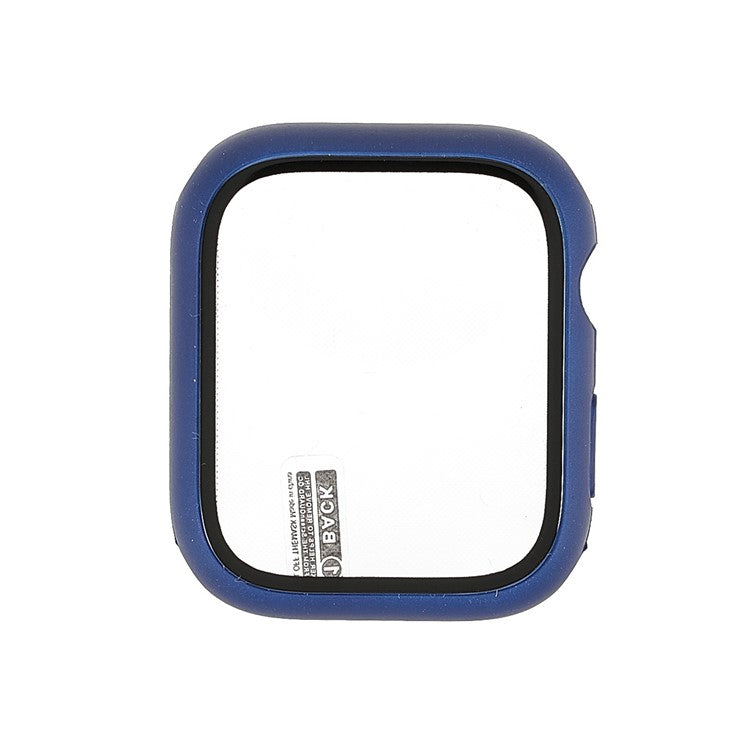 For Apple Watch Series 9 / 8 / 7 41mm Rubberized Matte Anti-drop PC Smart Watch Case Cover with Tempered Glass Screen Protector - Navy Blue