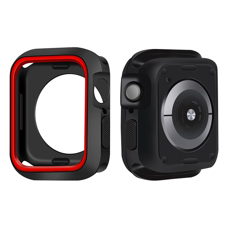 Soft Silicone Dual Color Smart Watch Protective Case Cover Frame for Apple Watch Series 9 / 8 / 7 45mm - Black / Red