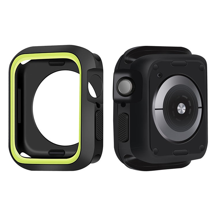Soft Silicone Dual Color Smart Watch Protective Case Cover Frame for Apple Watch Series 9 / 8 / 7 45mm - Black / Green
