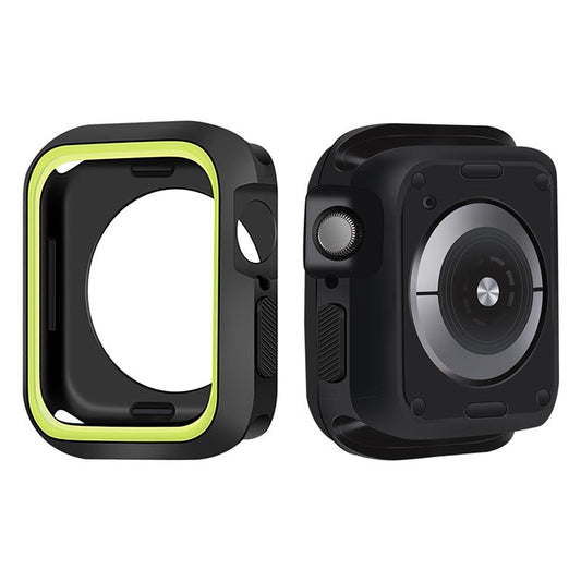 Soft Silicone Dual Color Smart Watch Protective Case Cover Frame for Apple Watch Series 9 / 8 / 7 45mm - Black / Green