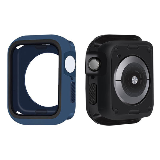 Soft Silicone Dual Color Smart Watch Protective Case Cover Frame for Apple Watch Series 9 / 8 / 7 45mm - Blue / Black
