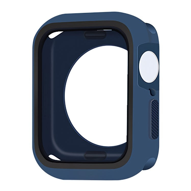 Soft Silicone Dual Color Smart Watch Protective Case Cover Frame for Apple Watch Series 9 / 8 / 7 45mm - Blue / Black