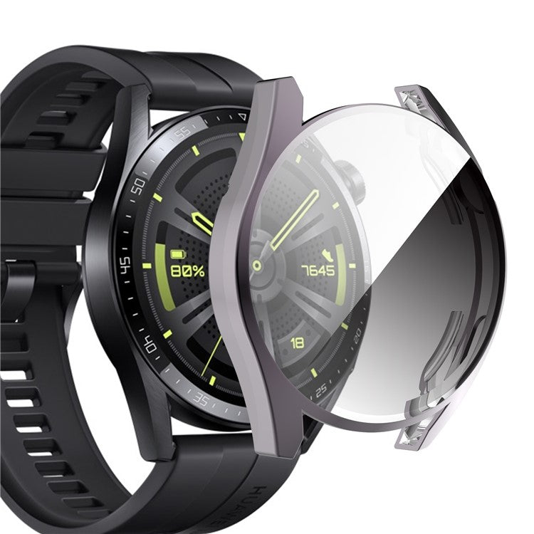Soft TPU Full Cover Electroplated Durable Smart Watch Protective Case Shell for Huawei Watch GT 3 42mm - Grey
