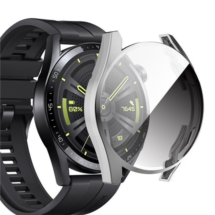 Soft TPU Full Cover Electroplated Durable Smart Watch Protective Case Shell for Huawei Watch GT 3 42mm - Silver