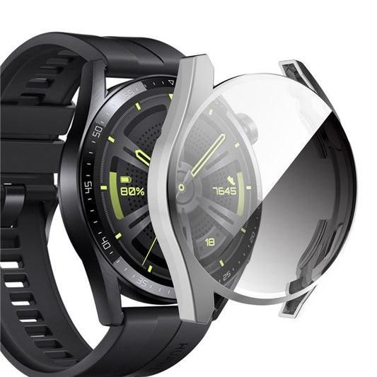 Soft TPU Full Cover Electroplated Durable Smart Watch Protective Case Shell for Huawei Watch GT 3 42mm - Silver