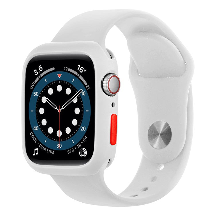 Candy Color Button Covered Soft TPU Protective Watch Case for Apple Watch Series 9 / 8 / 7 41mm - White / Red