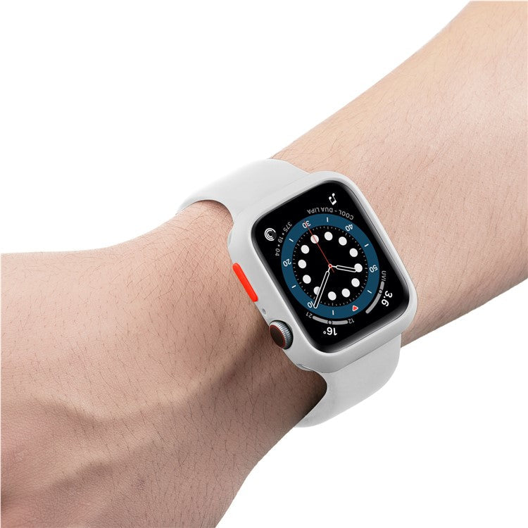 Candy Color Button Covered Soft TPU Protective Watch Case for Apple Watch Series 9 / 8 / 7 41mm - White / Red