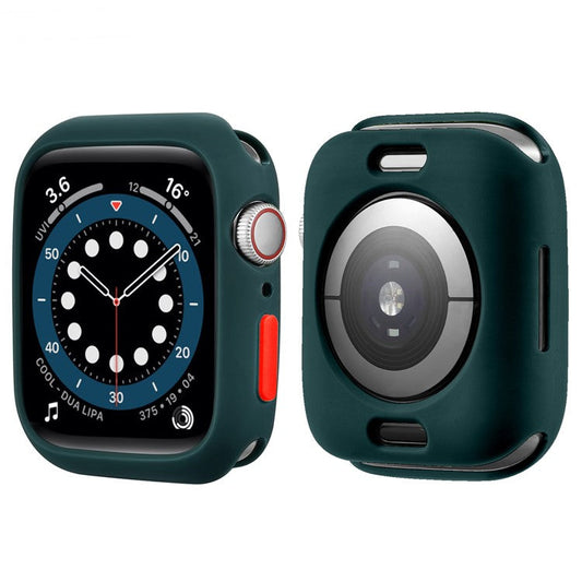 Candy Color Button Covered Soft TPU Protective Watch Case for Apple Watch Series 9 / 8 / 7 41mm - Blackish Green / Red