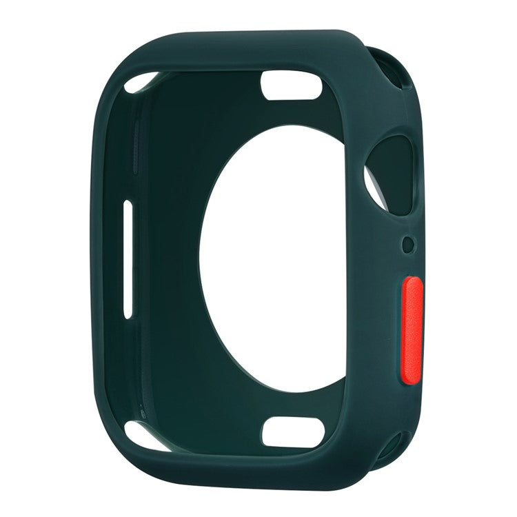 Candy Color Button Covered Soft TPU Protective Watch Case for Apple Watch Series 9 / 8 / 7 41mm - Blackish Green / Red