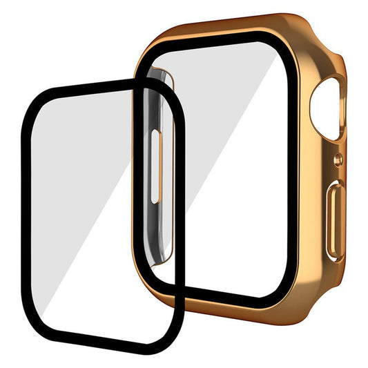 ENKAY HAT PRINCE 9H Tempered Glass Film Electroplating Hard PC Watch Case Cover for Apple Watch Series 9 / 8 / 7 45mm - Rose Gold
