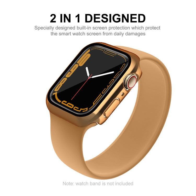 ENKAY HAT PRINCE 9H Tempered Glass Film Electroplating Hard PC Watch Case Cover for Apple Watch Series 9 / 8 / 7 45mm - Rose Gold