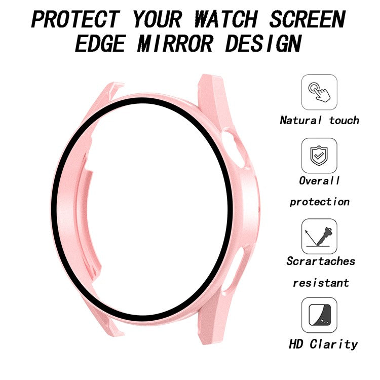 Electroplating Frosted Anti-drop Watch Case Frame with Tempered Glass Screen Protective Film for Huawei Watch GT 3 42mm - Pink